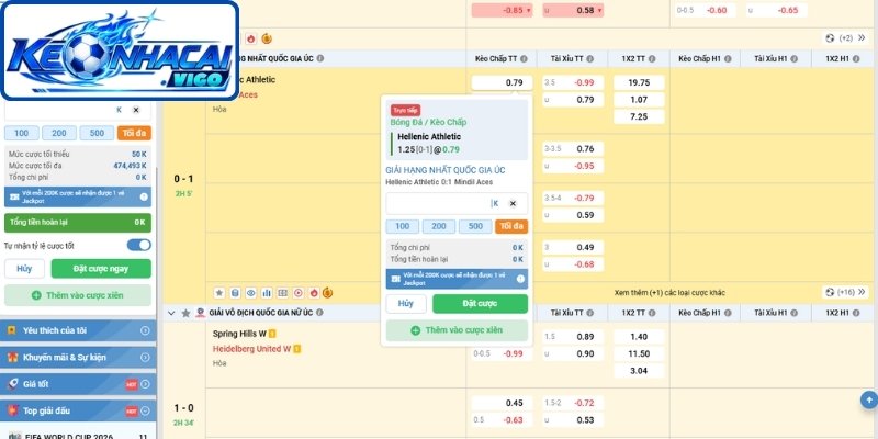Chọn thời điểm xuống tiền cược kèo chấp 1.25 